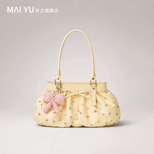 MY波点包包女2026新款夏季高级感轻奢小众褶皱单肩包大容量通勤包