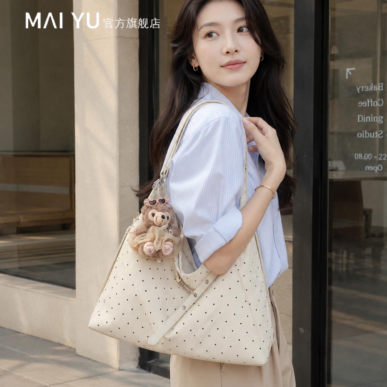 MY波点包女款2026新款夏流行超火通勤托特包大容量单肩斜挎双肩包