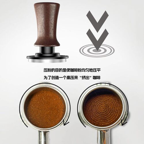 咖啡9b木把咖啡压粉锤水平防偏移下压咖啡压粉器51/53/53.7/58MM