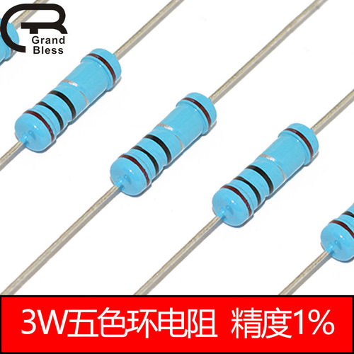 3W金属膜电阻器8R2 8K2 8.2 82 820 R K 欧姆精度1%五环820欧820K