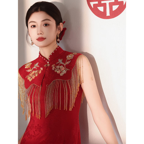 2026新款红色旗袍敬酒服新娘新中式订婚礼服裙日常可穿结婚绝美晨