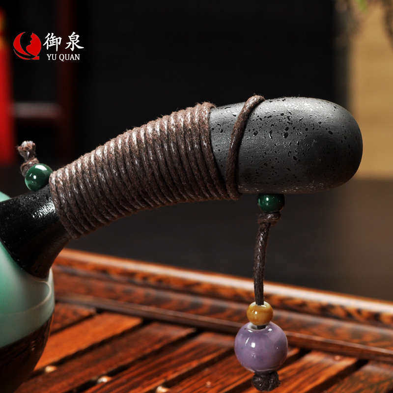 御泉青瓷侧把公道功夫茶倒茶杯配件杯手绘分茶具荷花陶瓷茶器