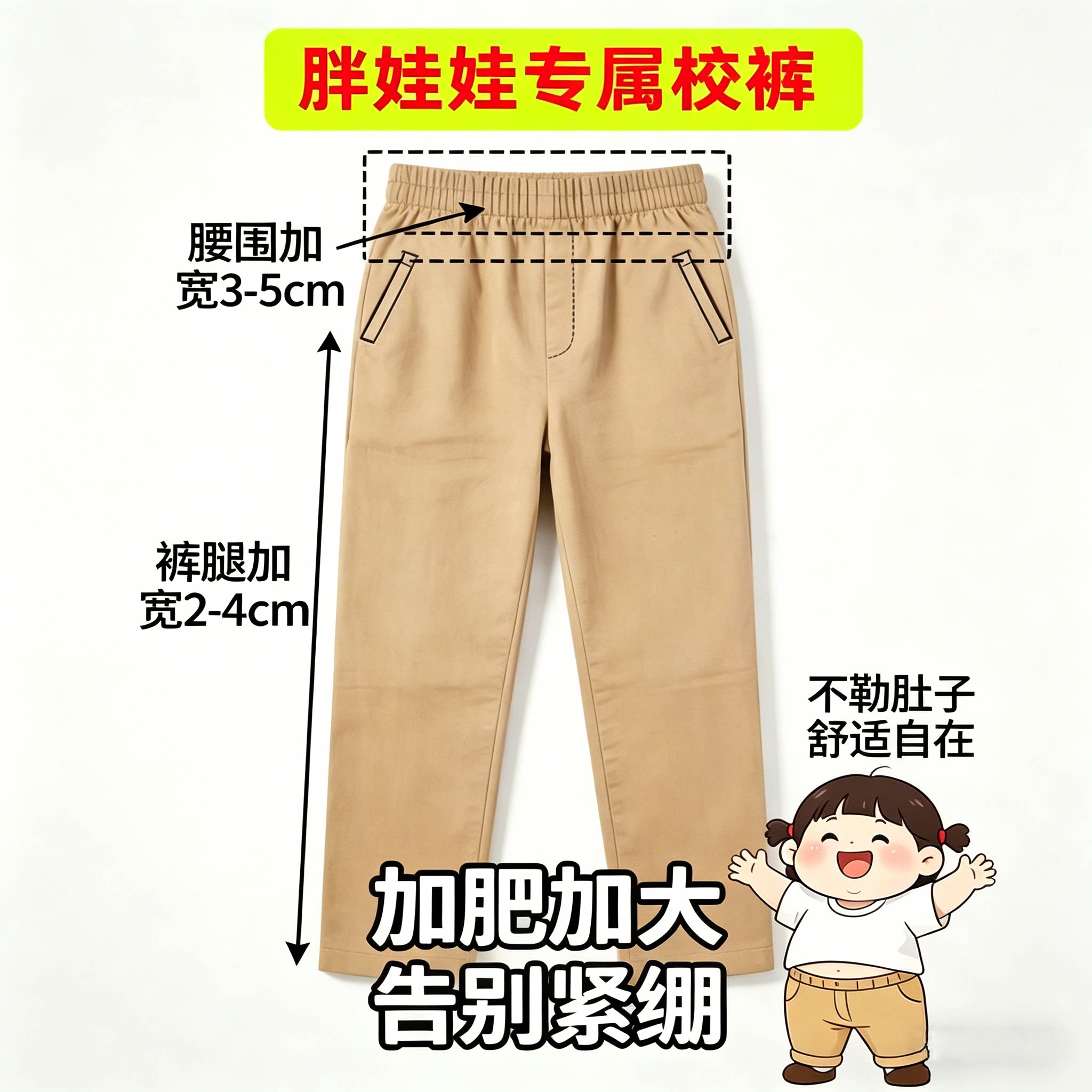 加肥大码松紧腰春秋校裤