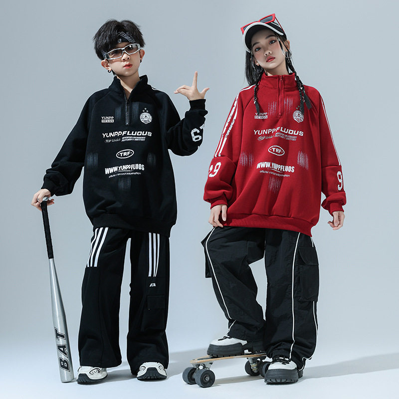 2026新款儿童街舞潮服hiphop嘻哈时髦长袖卫衣走秀元旦表演