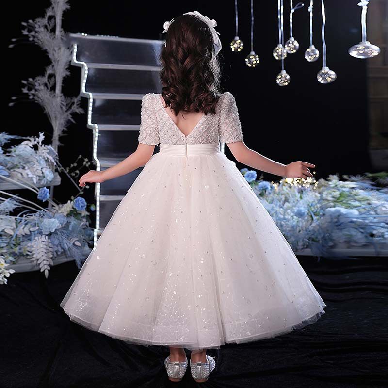 2026新款儿童走秀礼服生日公主裙儿童婚纱主持人礼服女童钢