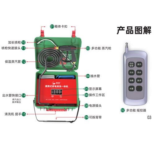 便携式油烟机空调洗衣机热水器家电清洗设备160度蒸汽12公斤水压