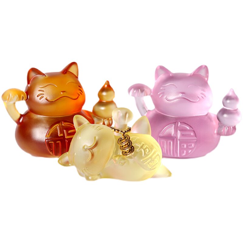 琉璃招财猫创意摆件故宫风格软摆件创小创意桌面装情侣创意工艺品