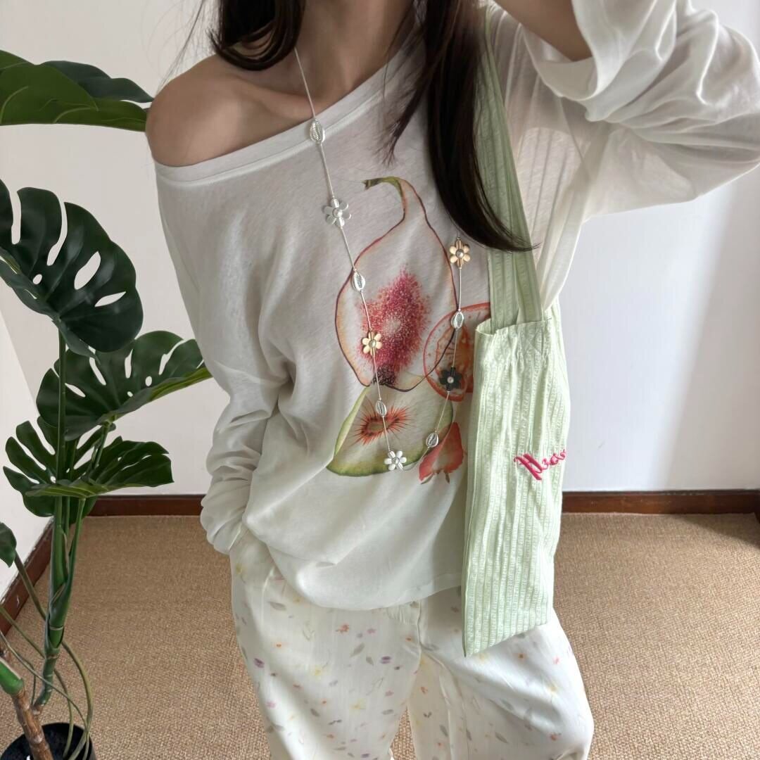 2026夏宽松水果印花长袖T恤女