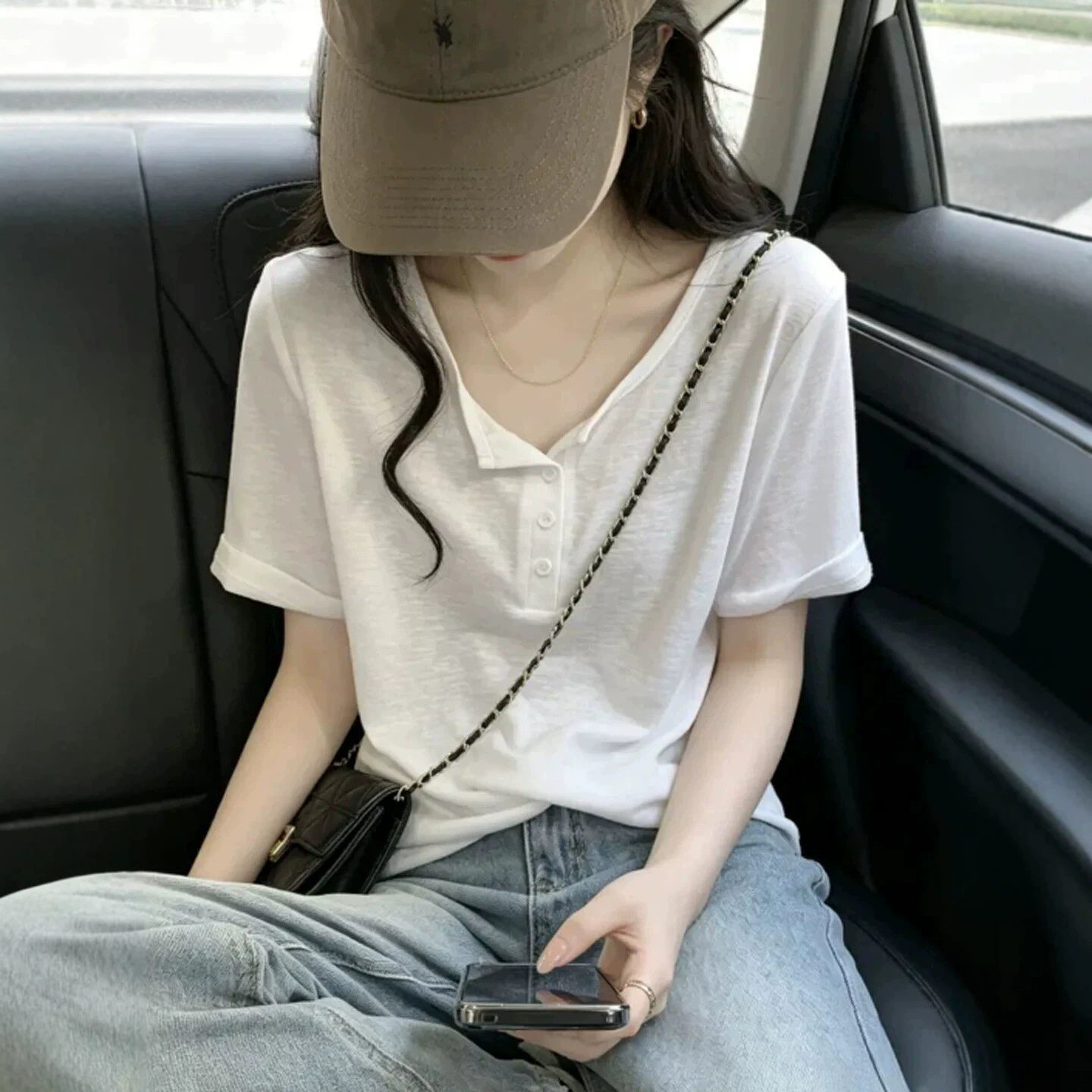 夏季慵懒白色短袖T恤大码胖MM
