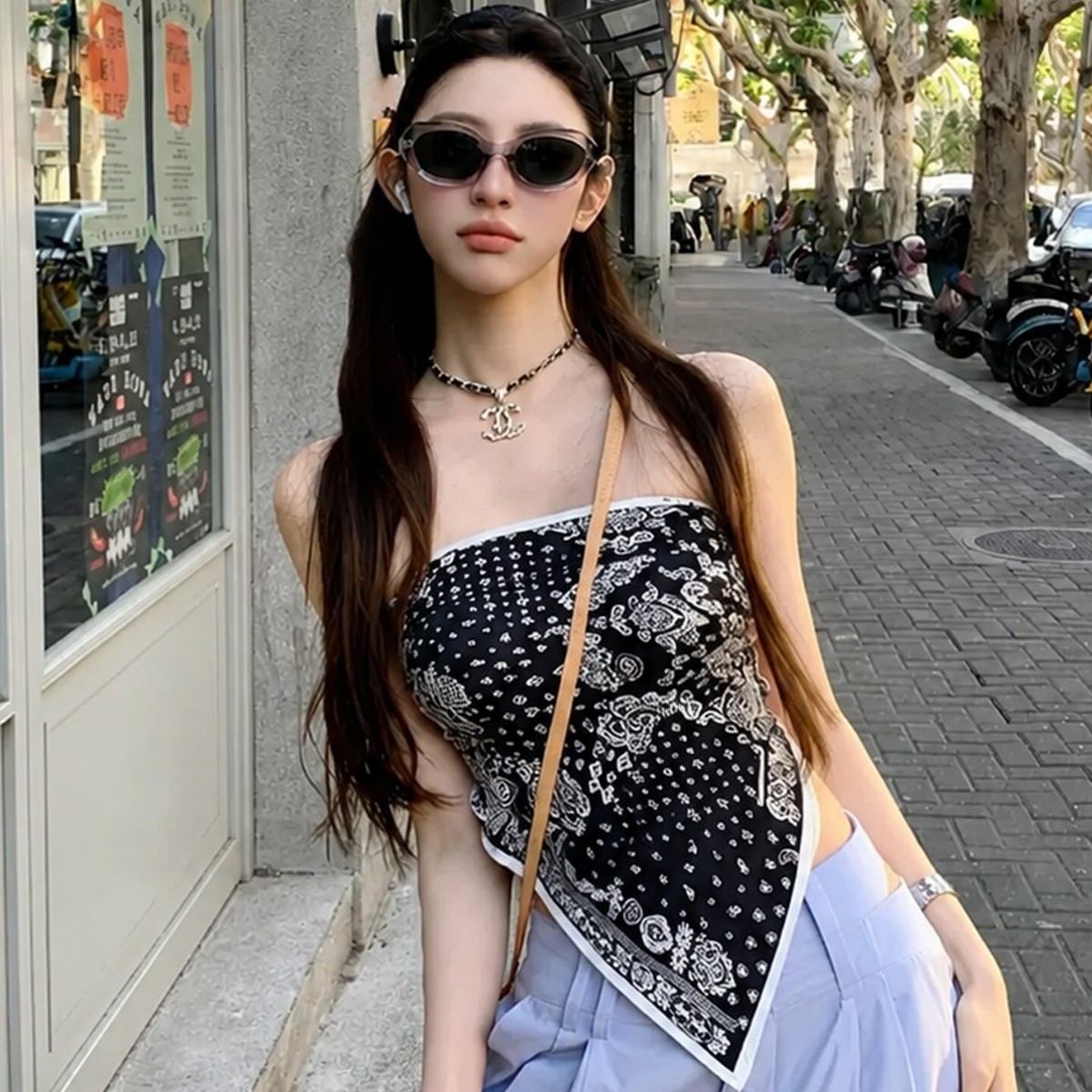 2027春季复古印花丝巾三角披肩