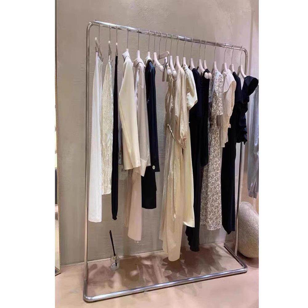 服装PXA店展示架落展衣架子式不锈钢拉丝银色示地架挂衣架女装货