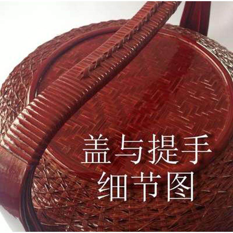 竹编送餐篮结婚食盒提篮三层送酒店拜拜套外卖用餐盒圆形手篮篮
