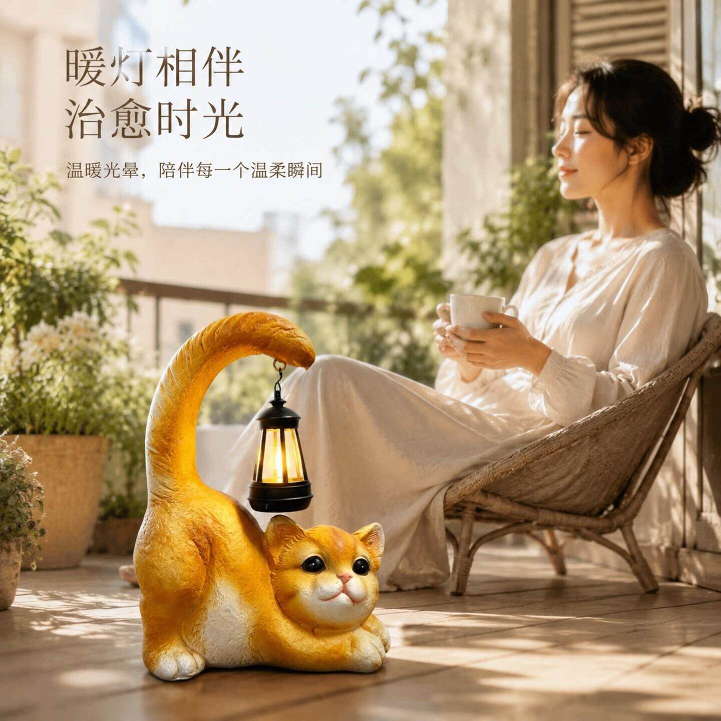户摆外庭件新款网狗红GTV仿真小猫小造型太阳能庭院灯阳台花园院