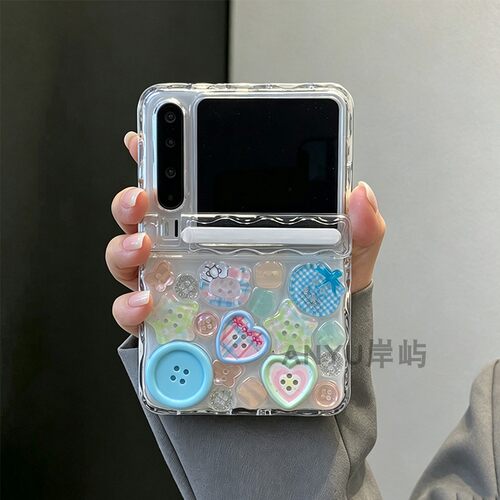 ins滴胶纽扣折叠屏手机壳