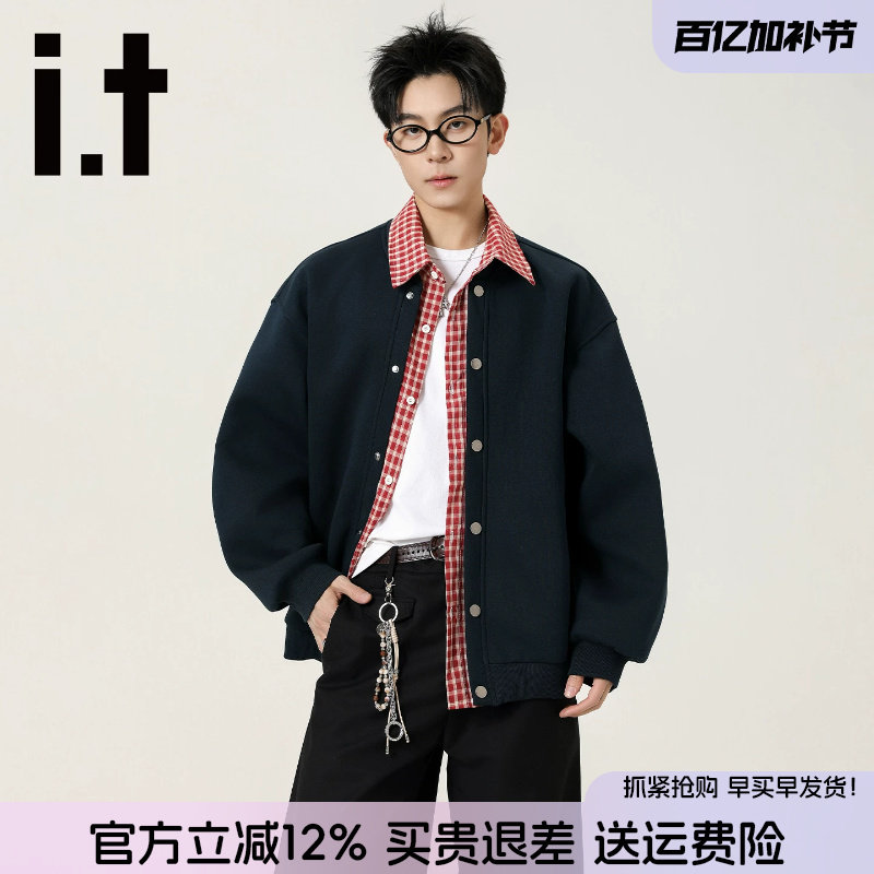 it FIVE CM棒球服夹克男2026春装新款美式高街拼色假两件宽松外套