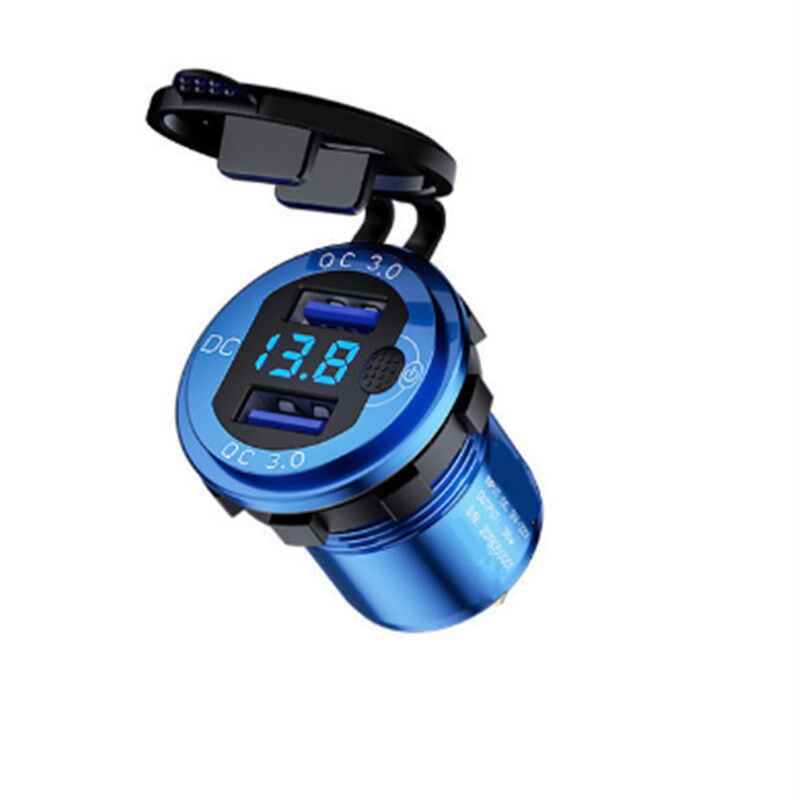 12V-24V摩托车铲车货车大型车改装点烟器插座手机充电器双USB快充