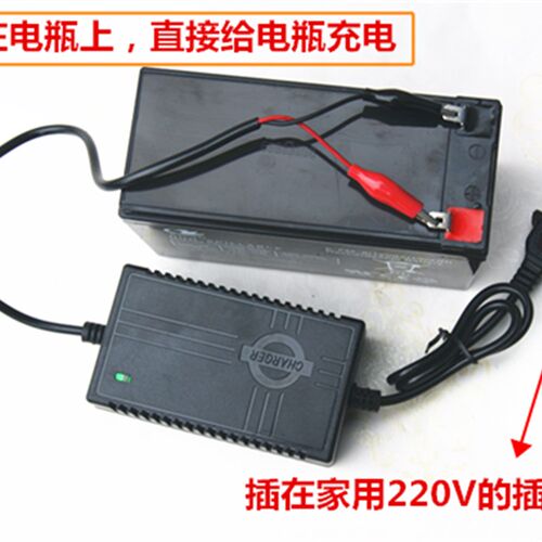 儿童电动童车12VDC1A-1.8A12伏铅酸电瓶电池充电器鳄鱼夹子充电器