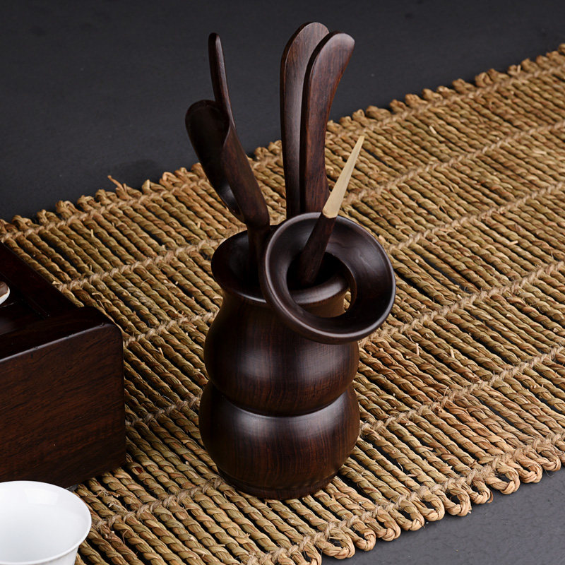 锦格黑檀木六君子套装实木功夫茶具茶艺组合茶盘摆件茶道配件零配