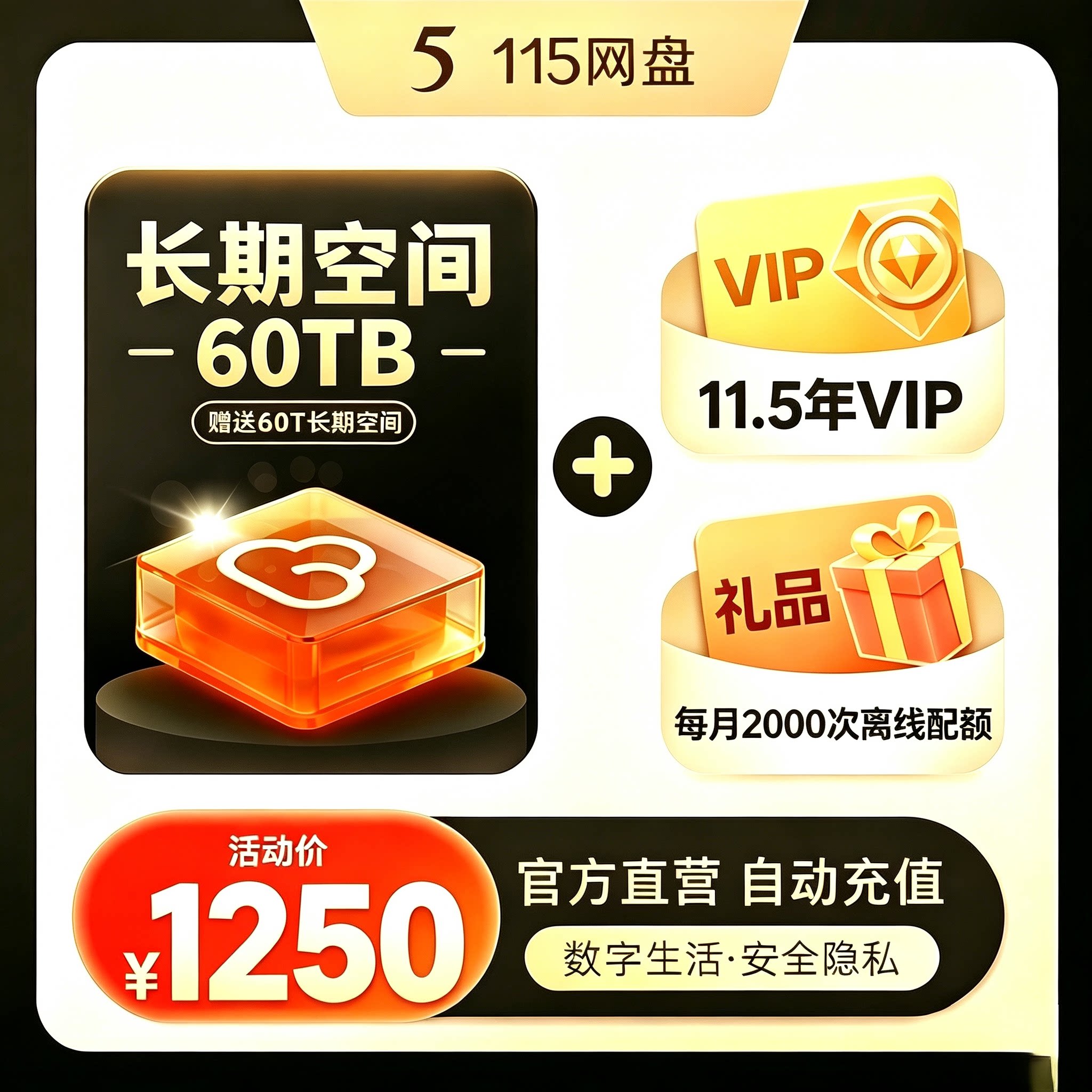 115网盘 11.5年会员+60TB空间套餐 特惠直充 秒速到账 15网盘扩容图片