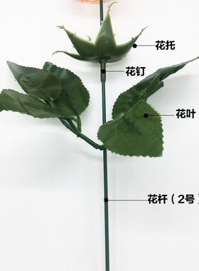 丝带玫瑰花大号玫瑰专用花杆花托花叶套餐2号花杆花托玫瑰叶套餐