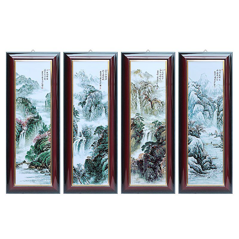 瓷板画新中式客厅装饰画梅兰竹菊挂画沙发背景墙壁画书房水墨国画