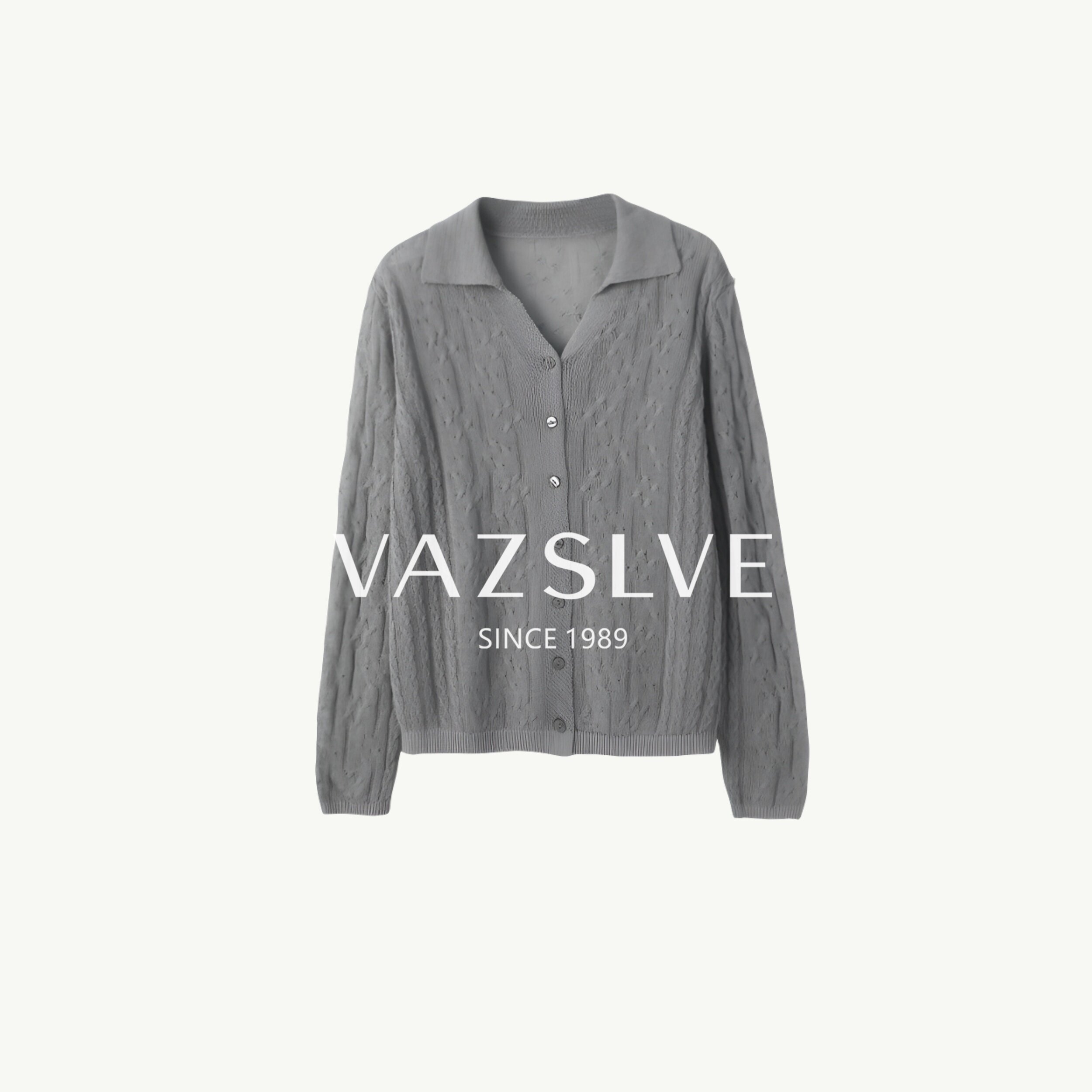 【VAZSLVE/全新奢品】捡漏 镂空提花和纸纱翻领防晒针织衫NS5035
