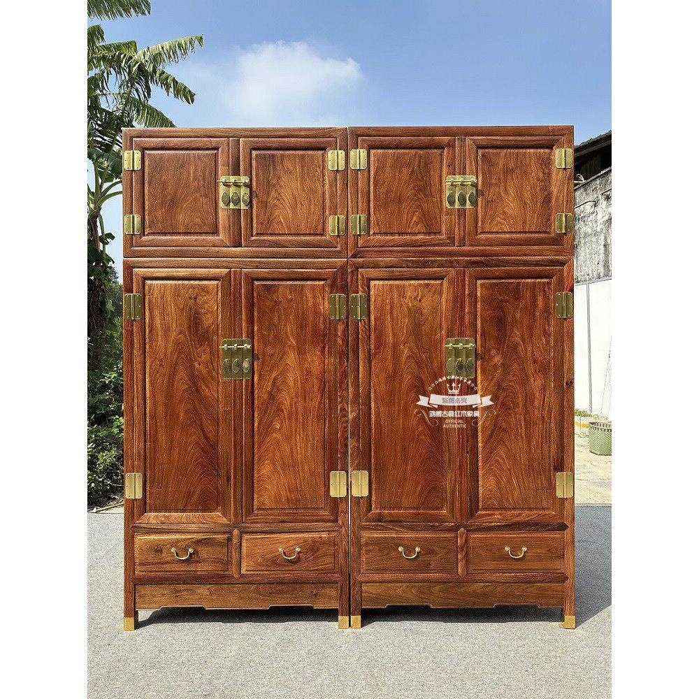 刺猬红木红木家具红木全实木单板顶箱柜四门衣柜储物柜素柜