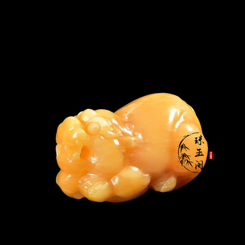 天然米黄玉貔貅摆件办公室客厅玄关书房招财貔貅家居装饰工艺礼品