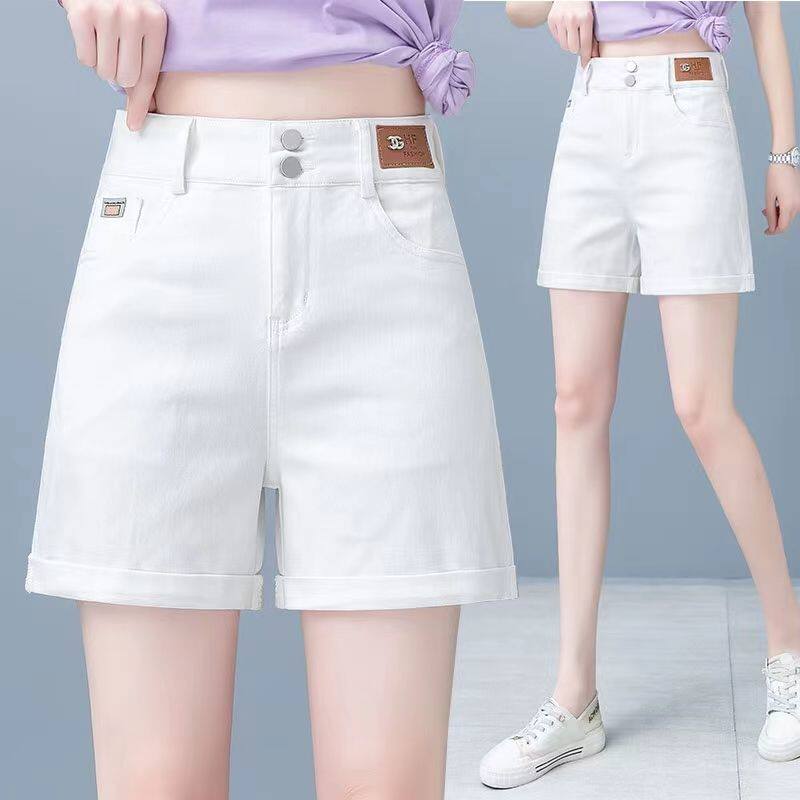 夏季牛仔短裤女2025新款四分裤弹力薄款白色黑色宽松修身显瘦百搭