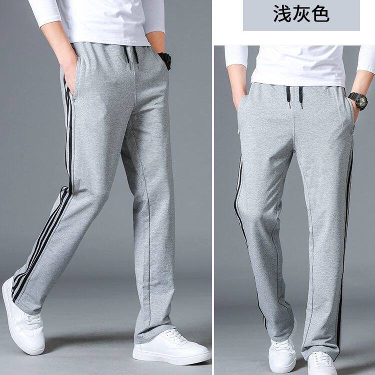 春夏季运动裤男长裤子纯棉直筒休闲裤夏季薄款针织棉大码宽松卫裤