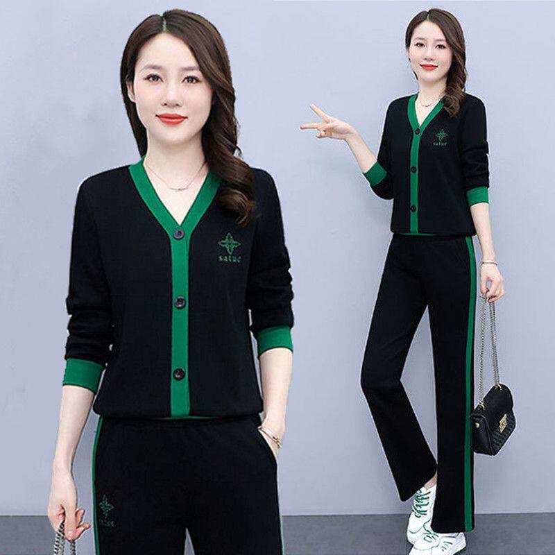 加大码300斤胖mm运动套装女装春秋季新款时尚宽松跑步休闲两件套