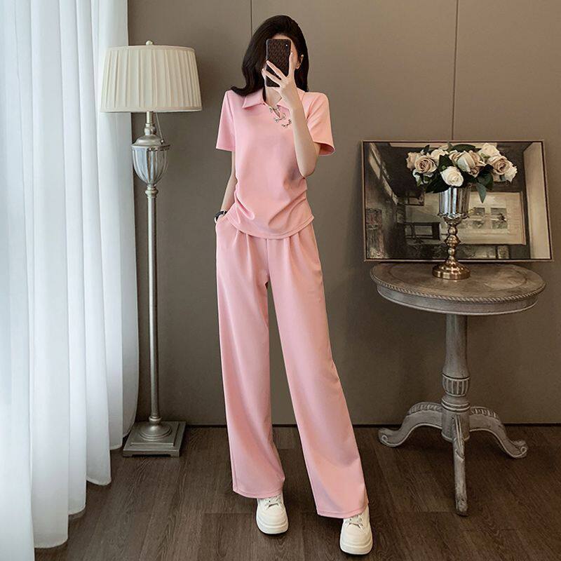 时尚韩版高级感阔腿裤套装女2025新款夏季洋气显瘦炸街减龄两件套