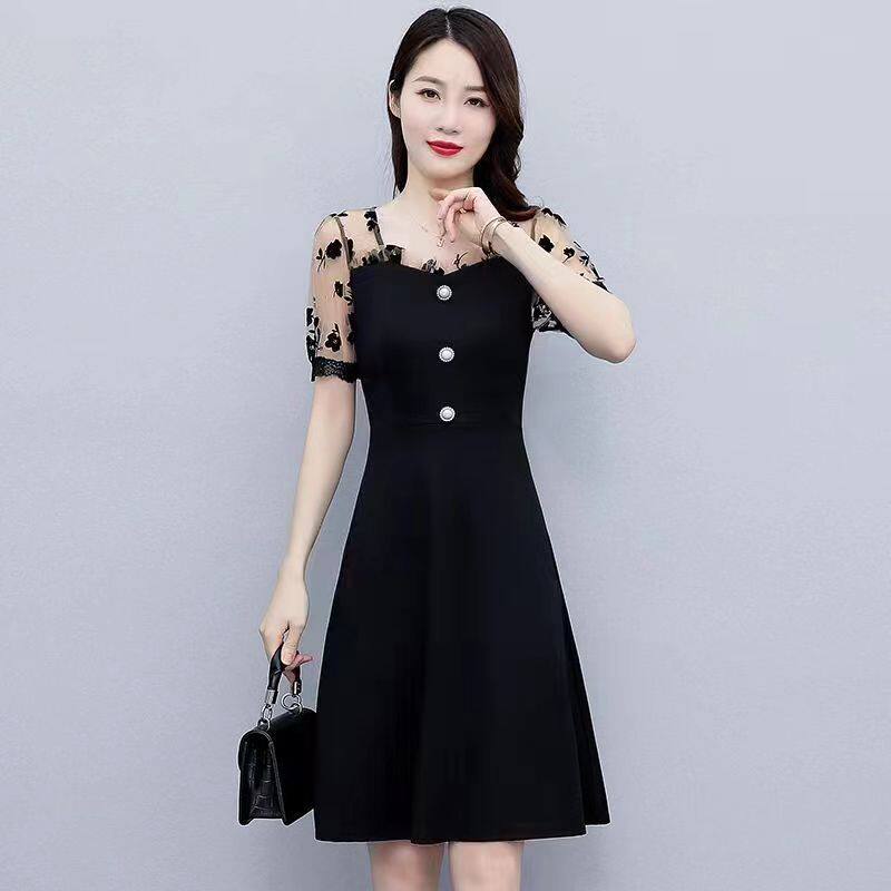 大码遮肚网纱拼接上衣女2024夏季新款宽松显瘦小衫中长款短袖T恤