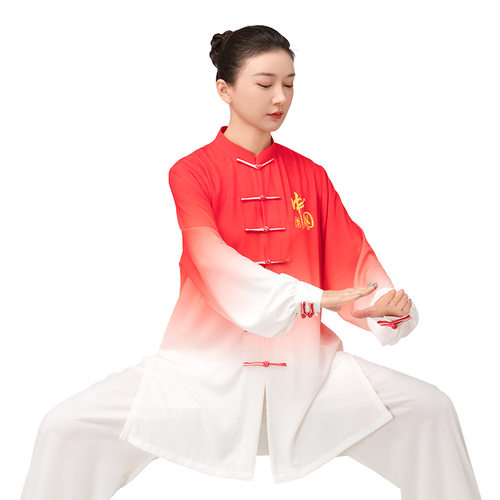 2026新款小和山太极服女款高端表演渐变太极拳练功服男八段锦长款