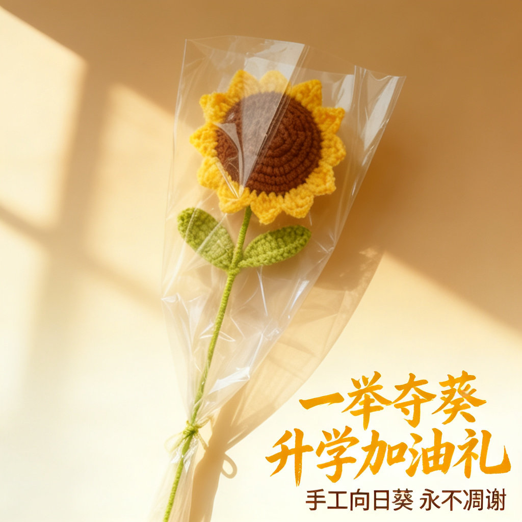 一举夺魁中高考学生加油毕业礼物创意手工钩织向日葵送老师礼品