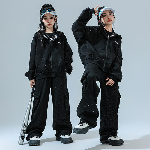 2026新款女童爵士舞服装jazz少儿女团潮酷舞蹈练功服宽松儿童