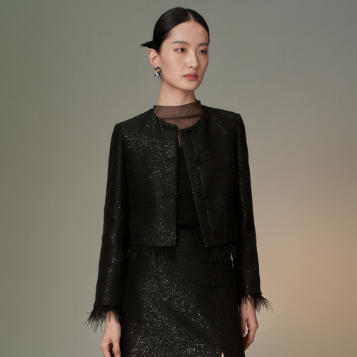 绵羊毛小香风高级感女新中式外套