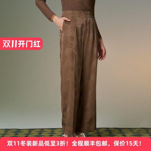 新中式国风印花阔腿裤简约休闲裤