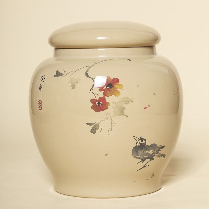 建水紫陶茶叶罐小号白泥高亮光普洱散茶罐紫砂醒茶罐陶瓷密封陶罐