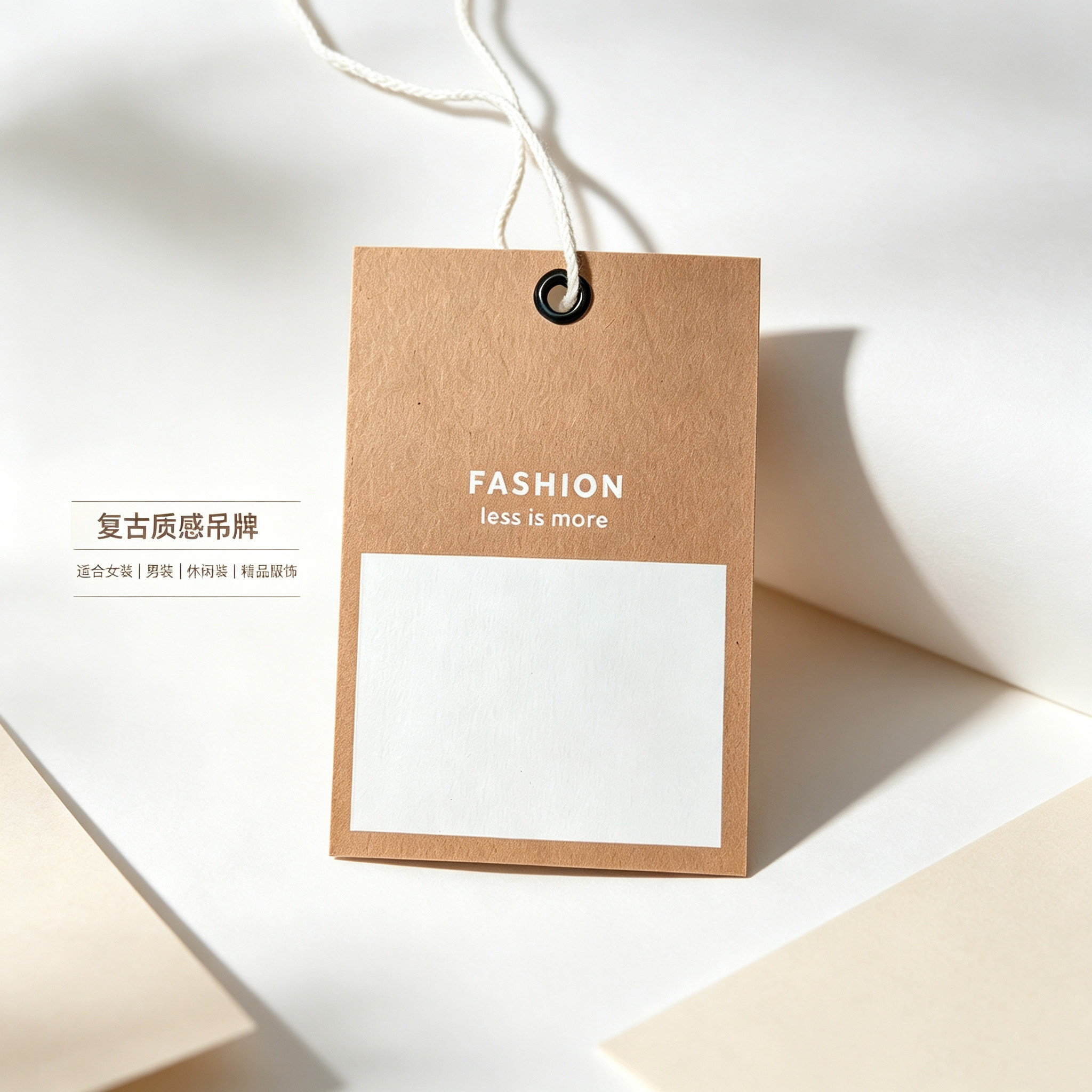 简约高级吊牌现货服饰空白牛皮卡定制订做通用服装标签吊卡