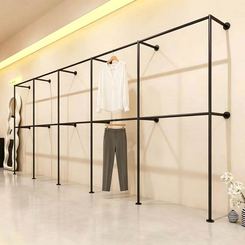 AASS层服装店展示架上墙双衣服架纱子婚店西服裤子挂黑色加粗陈列