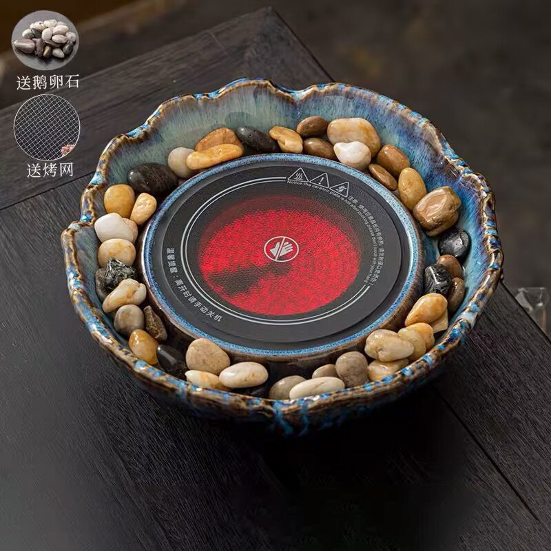 围炉煮茶家用泡茶具全套陶瓷电陶炉煮茶玻璃烧水壶煮奶茶煮温茶炉