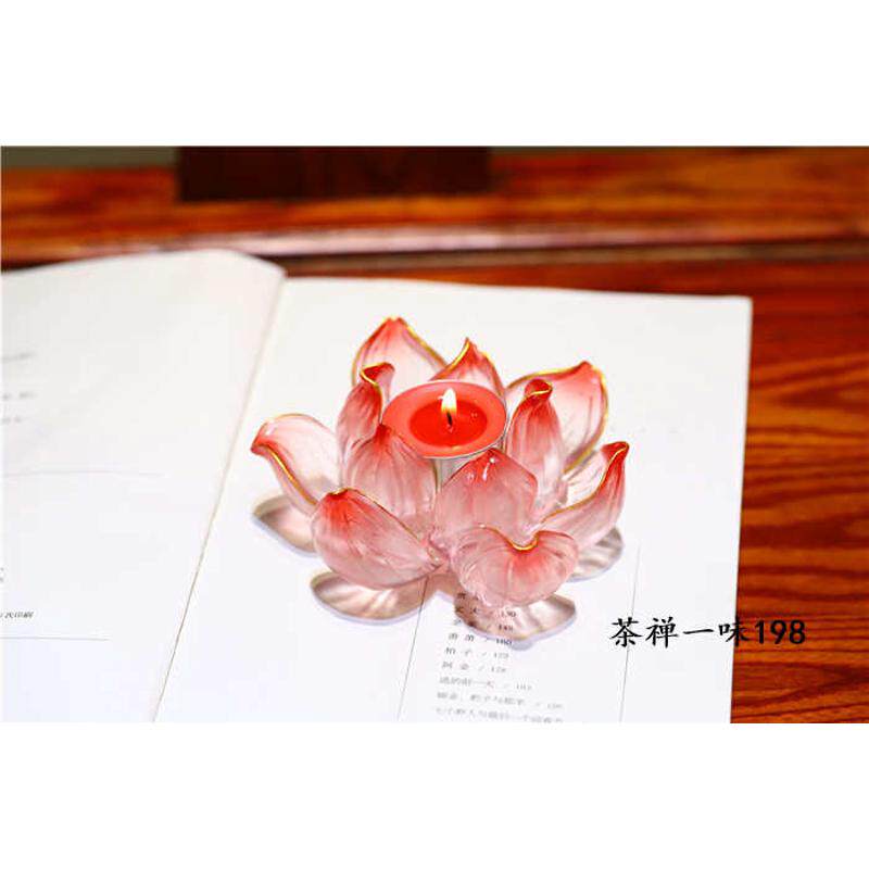 净水金莲古法琉璃清莲花烛台桌面具莲香摆件语插香香饰品工艺品