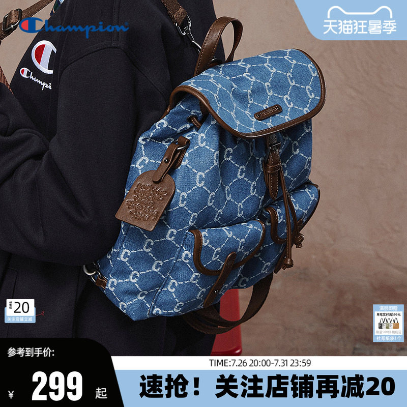 Champion冠军双肩包26新款女包多口袋通勤背包老花小型书包夏季