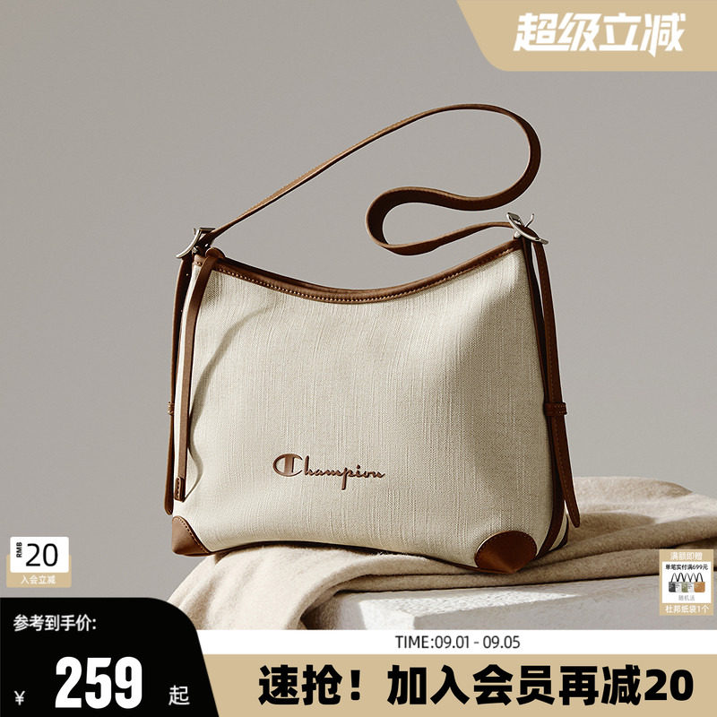 Champion冠军hobo包26新款皮质拼接质感大容量斜挎托特包通勤休闲图片