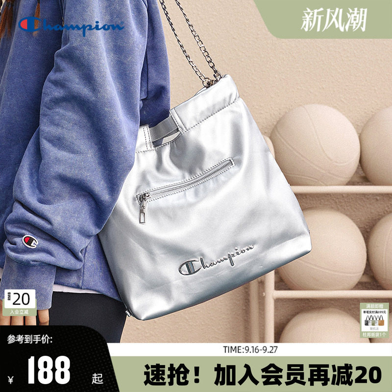 Champion银色单肩包手拎包女生礼物通勤链条双肩包斜挎单肩包秋图片