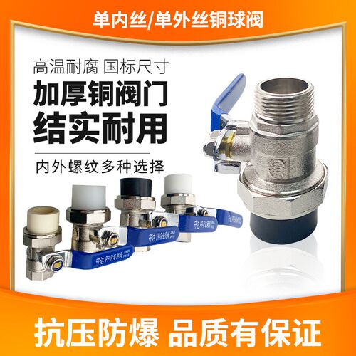 PE管双活节球阀4分铜球阀202532ppr管阀门开关pb给水管活接内螺纹