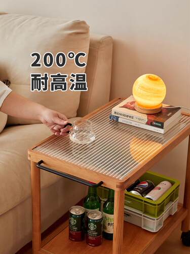 北欧风格可移动边几茶几樱桃木原木风中古边柜边桌实木日式小推车