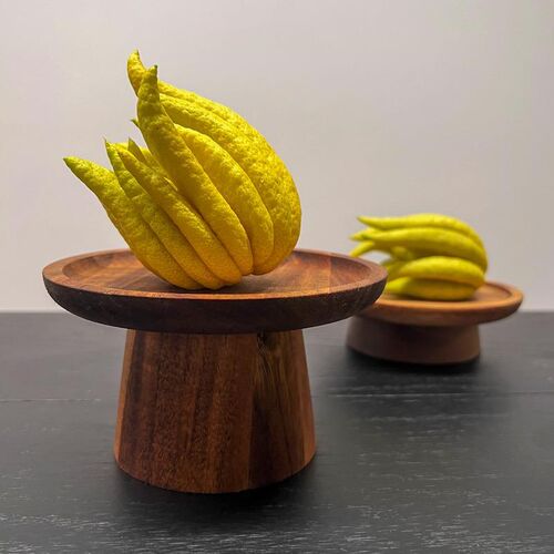 放佛手柑的木质托盘器皿瓜果花瓶高颜值家用实木盘高脚桌面摆放小