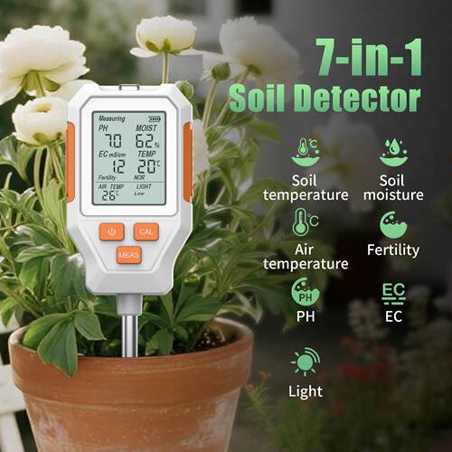 屏显7合一土壤检测仪双针酸碱度温度湿度PH值肥力光照度EC测试仪